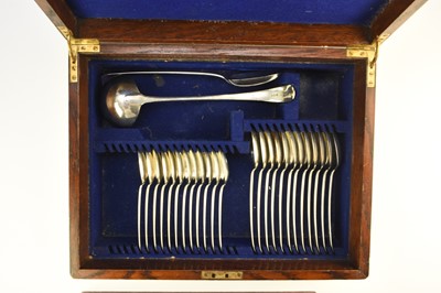 Lot 5 - A canteen of silver Old English pattern flatware