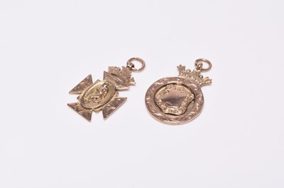 Lot 165 - Two 9ct gold engraved fobs