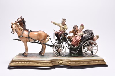 Lot 231 - A large Capodimonte porcelain horse-drawn carriage model