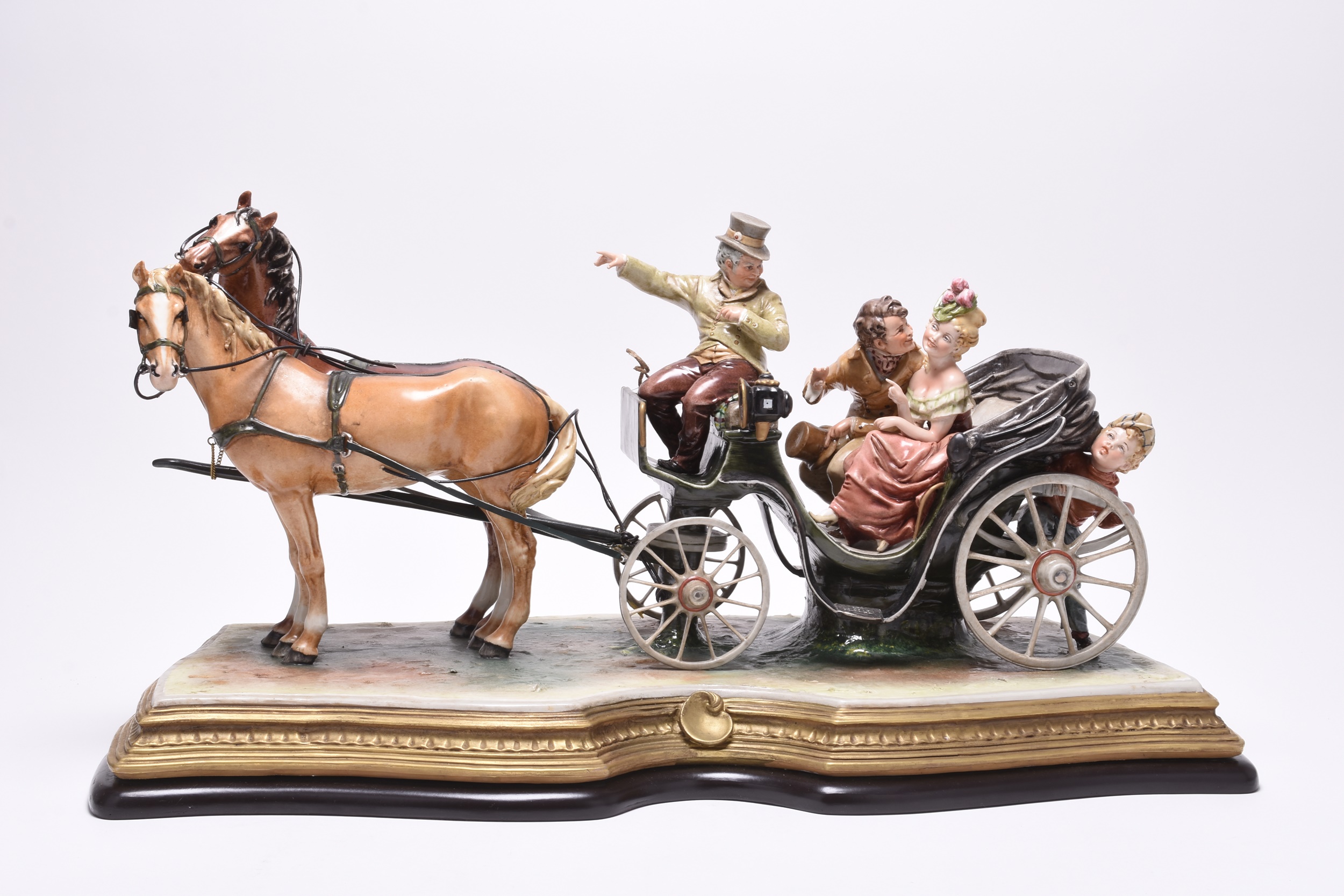Lot 231 - A large Capodimonte porcelain horse-drawn
