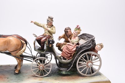 Lot 231 - A large Capodimonte porcelain horse-drawn carriage model