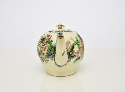 Lot 109 - William Greatbatch creamware 'Fruit Basket' teapot and cover, circa 1770