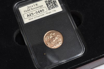 Lot 248 - UK 2014 gold sovereign limited edition of 995. Date stamped 1 Jan 2014