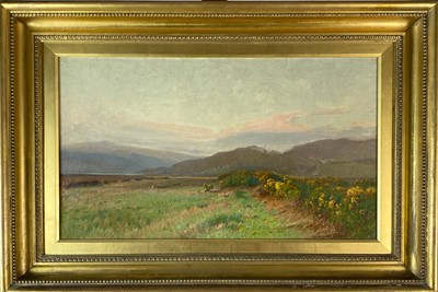 Lot 451 - Chisholm Cole (1871-1902) Gorse Bushes in a hilltop landscape