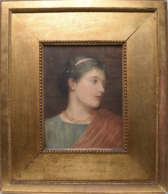 Lot 399 - British School (19th Century) Portrait of a Young Woman in Roman Dress