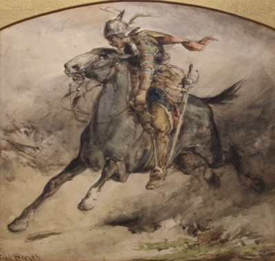 Lot 397 - Frederick Weekes (1854-1893) Knight in Armour on a Charging Destrier