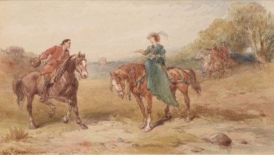 Lot 400 - Charles Cattermole (1832-1900) Lady and Gentleman out Riding