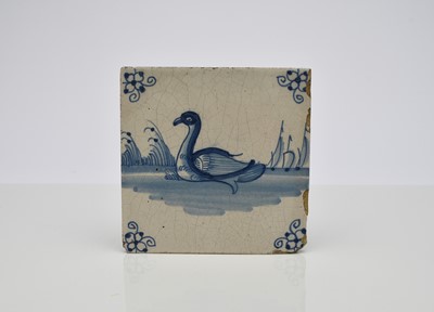 Lot 143 - Nine Dutch delft blue and white tiles, 18th century