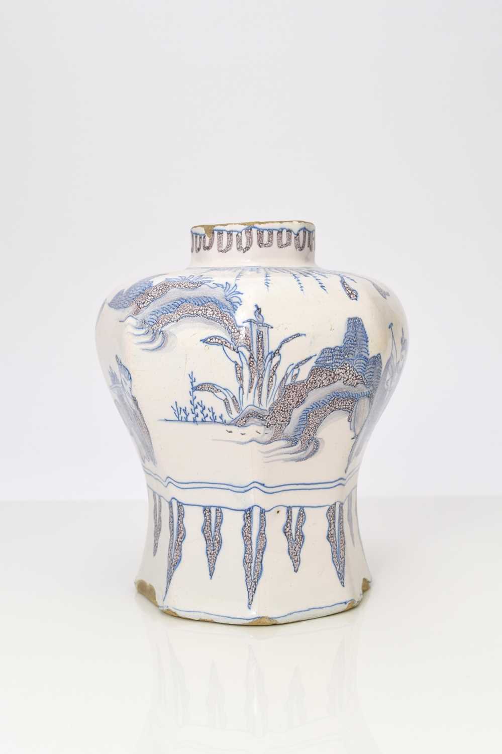 Lot 145 - Dutch delft octagonal vase, early 18th century