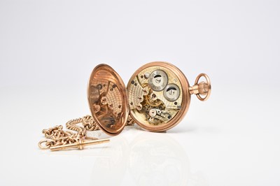 Lot 53 - A 9ct gold open face pocket watch with 9ct gold Albert
