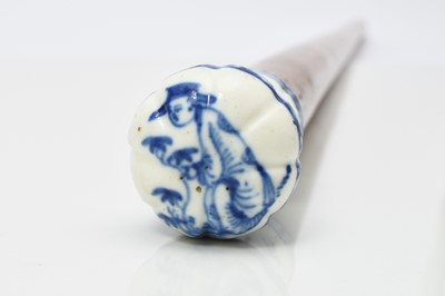 Lot 147 - French Saint-Cloud porcelain cane handle, circa 1730