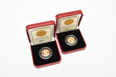 Lot 285 - Pobjoy Mint - two George III 22ct gold replica Sovereigns dated 1819 limited edition 129/250 and 137/250