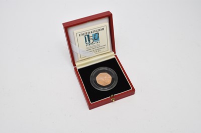 Lot 294 - Royal Mint 2000 gold proof fifty pence coin -150th Anniversary of Public Libraries, within capsule, fitted case and with certificate of authenticity no 25