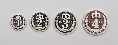 Lot 302 - Kind Edward VIII 1936 commemorative four coin silver maundy set - Four pence, one penny (4)