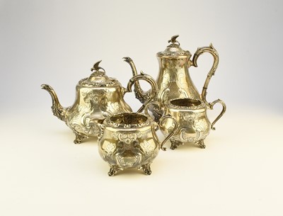 Lot 13 - A Victorian style four piece silver tea service
