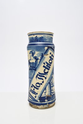 Lot 148 - A Spanish faience albarello, 17th century