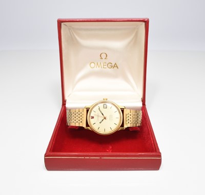 Lot 60 - Omega: A gentleman's gold plated Constellation F300 Electronic wristwatch