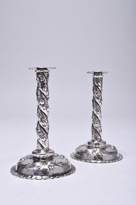Lot 7 - A pair of Victorian silver tapersticks