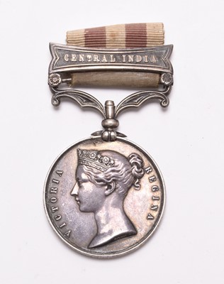 Lot 136 - Indian Mutiny 1857-59 medal with Central India clasp awarded to Corporal Thomas Smith Royal Artillery