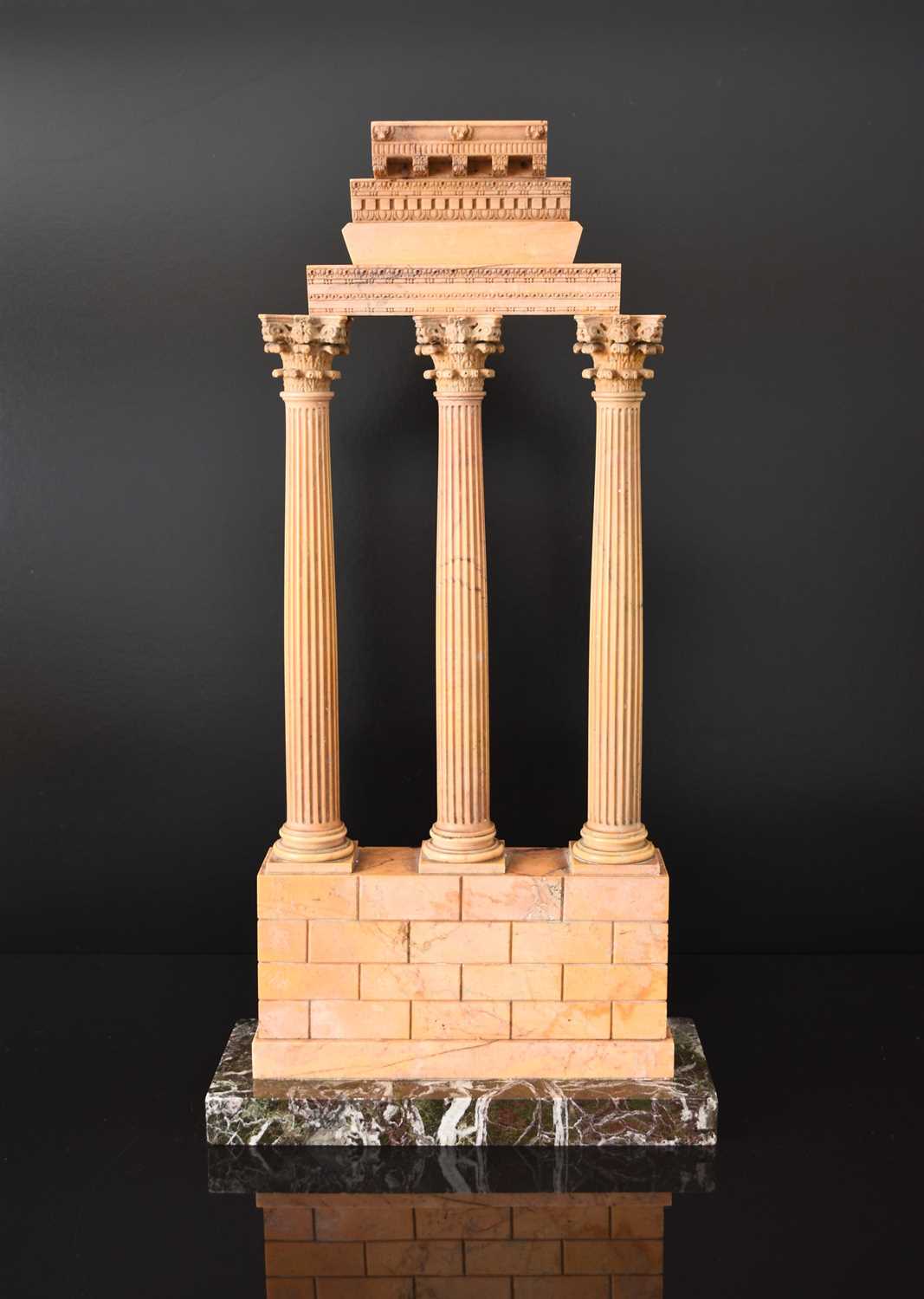 162 - An Italian giallo antico marble Grand Tour model of the Temple of Castor and Pollux