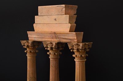 Lot 162 - An Italian giallo antico marble Grand Tour model of the Temple of Castor and Pollux