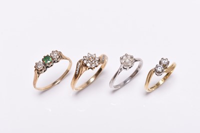 Lot 288 - Four 9ct gold stone set rings