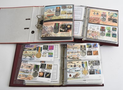 Lot 147 - Three albums containing sixty two Benham medal covers commemorating major battles involving British Forces from 1803-1991