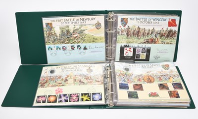 Lot 149 - Collection in 2 green albums, of Battles of Britain large illustrated covers by Benham