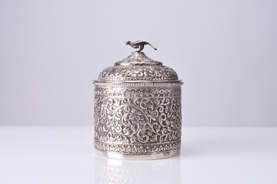 Lot 298 - An Indian embossed silver powder box and cover, 19th century