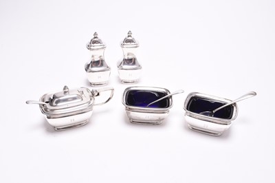 Lot 103 - A cased silver cruet set