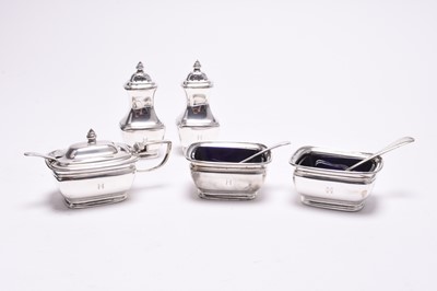 Lot 103 - A cased silver cruet set