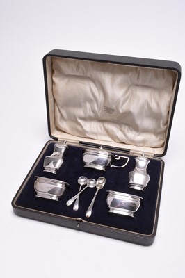 Lot 103 - A cased silver cruet set