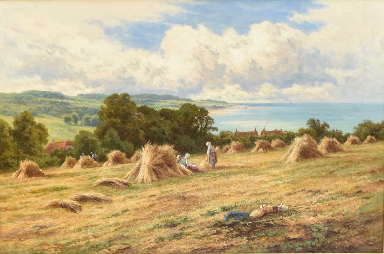 80 - Henry H Parker (1858-1930) Near Worthing, on the Sussex Coast, Gathering the Harvest