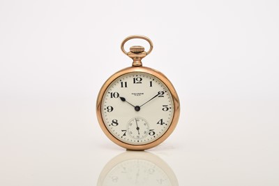 Lot 51 - Waltham: A 9ct gold open face pocket watch in case