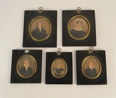 Lot 454 - British School (19th Century) Family Group Portrait Miniatures, the Ratcliffe Family of Wem