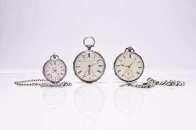 Lot 428 - Three silver open face pocket watches