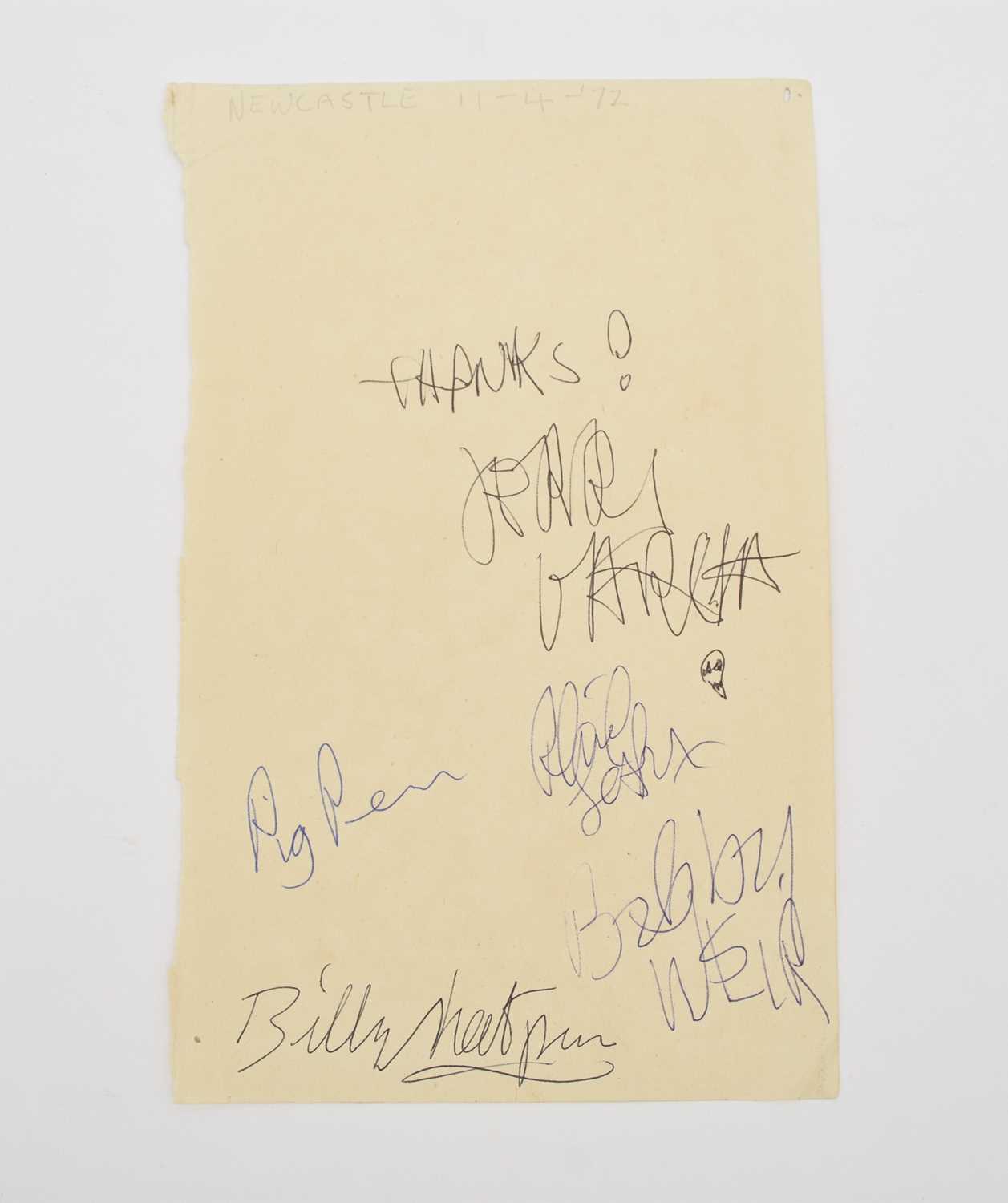 Lot 47 - THE GRATEFUL DEAD. Autographs of the five founding members of the band
