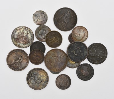 Lot 318 - A small collection of UK copper and bronze coinage comprising 