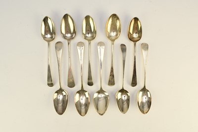 Lot 18 - A collection of ten silver Old English pattern tablespoons