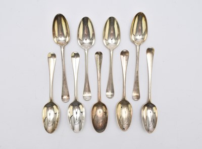 Lot 163 - A collection of nine Hanoverian pattern silver tablespoons