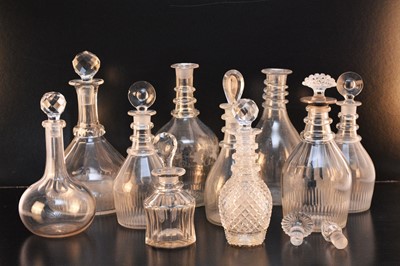 Lot 171 - Ten Regency and later glass decanters