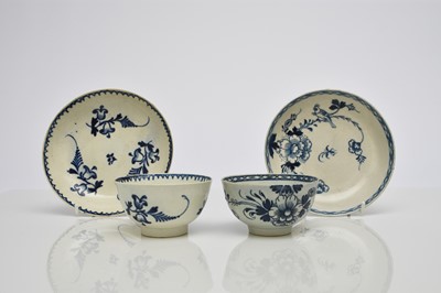 Lot 117 - Two Liverpool porcelain tea bowls and saucers, 18th century