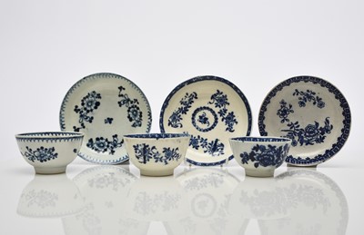 Lot 120 - Three Liverpool porcelain tea bowls and saucers, 18th century