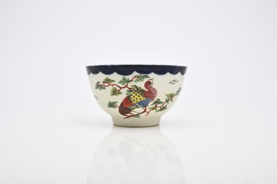 Lot 129 - Seth Pennington (Liverpool) 'Exotic Birds' tea bowl, circa 1780