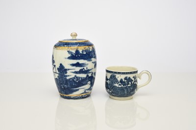 Lot 134 - Caughley tea canister and a custard cup, 18th century