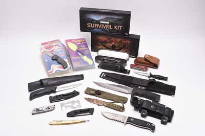 Lot 185 - A group of assorted survival, hunting and utility knives