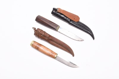 Lot 215 - A Kainuun Puukko hunting knife and a Helle Bard Norwegian hunting knife (2)