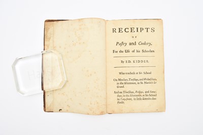 Lot 68 - MANUSCRIPT COOKERY BOOK. Kidder, Edward. Receipts of Pastry and Cookery