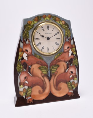 Lot 111 - Moorcroft limited edition 'Squirrel' mantel clock