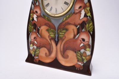 Lot 111 - Moorcroft limited edition 'Squirrel' mantel clock